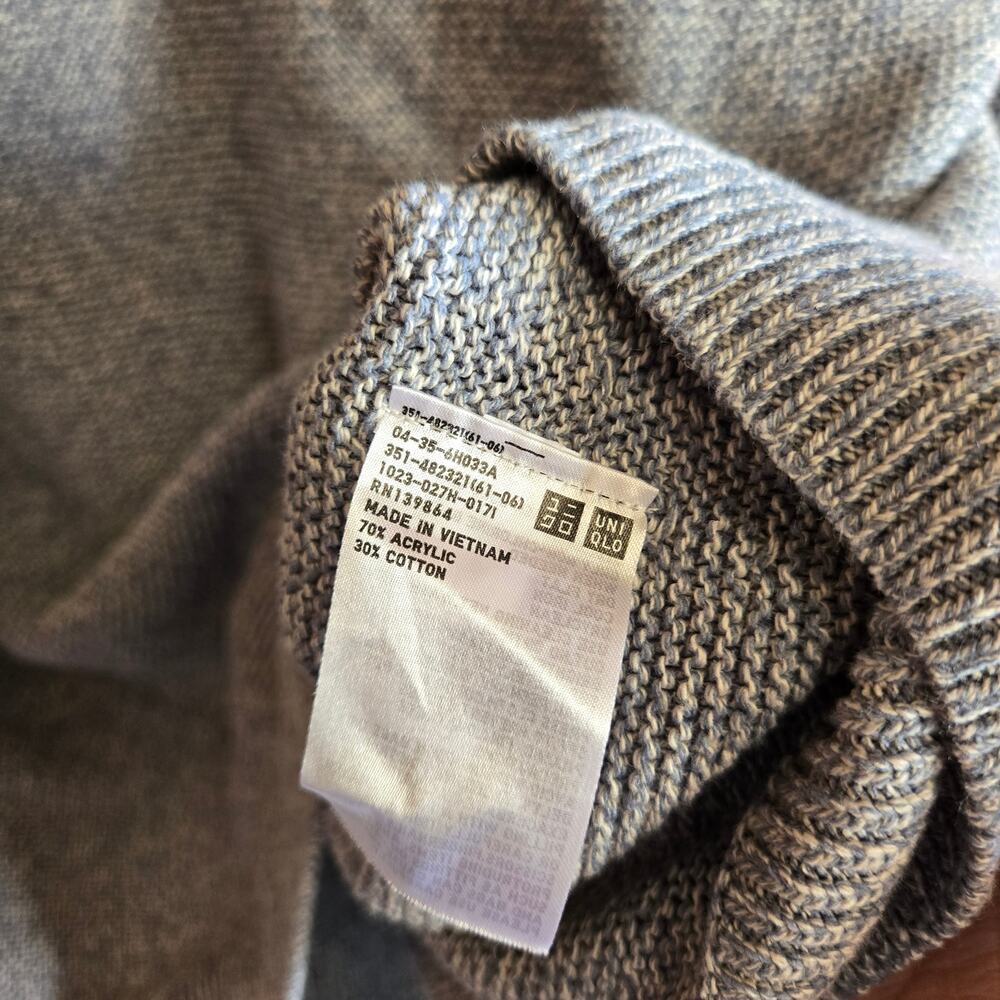Uniqlo 3D Knit Crew Neck Sweater Gray Marl Large Crewneck Preppy Top Pullover - Picture 5 of 6